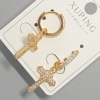 Orecchini «Croce» Xuping con strass bianchi, diametro 12×22 mm, lunghezza circa 30,5 mm, placcatura oro 18K