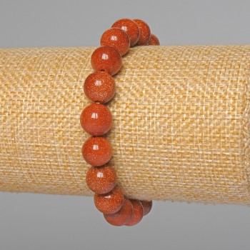 Bracciale Avventurina Sabbia Dorata (sintetico) sfere lisce, diametro 10 mm, lunghezza 18 cm (elastico)
