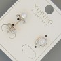 Orecchini a perno Xuping con perla bianca, diametro 7×9 mm, rodiati
