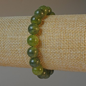 Bracciale giadeite, pietra naturale, sfere lisce, diametro 10 mm, lunghezza 18 cm +- (elastico)
