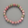 Bracciale Varisite (acrilico artificiale) rosa, bianco e verde, perle lisce, diametro 8,5 mm, lunghezza 18 cm ± (elasticizzato)