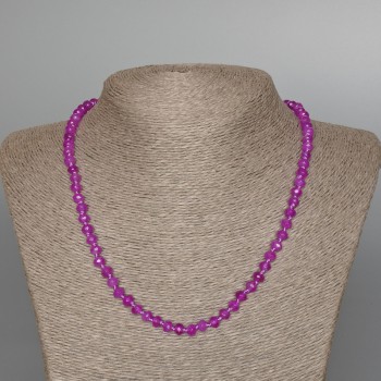 Collana in ametista sintetica sfaccettata, rondella diametro 6×4 mm ±, lunghezza 49 cm