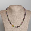 Collana in fluorite, pietra naturale, palline lisce, diametro 8 mm ±, lunghezza 49 cm ±