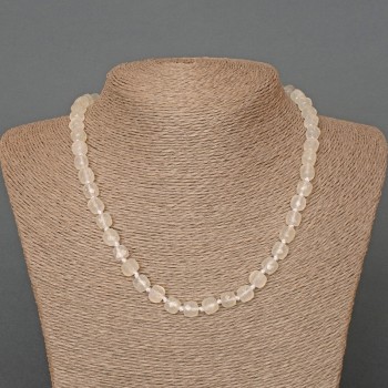 Collana di cristallo di roccia naturale, cubetto sfaccettato, diametro 7 mm ±, lunghezza 46 cm+