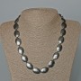 Collana di ematite ovale, diametro 13×18 mm, lunghezza 47 cm ±