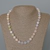 Collana Morganite naturale con sfere sfaccettate, diametro 10 mm ±, lunghezza 49 cm ±