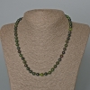 Collana in zoisite naturale, sfere lisce, diametro 6,5 mm, lunghezza 51 cm ±