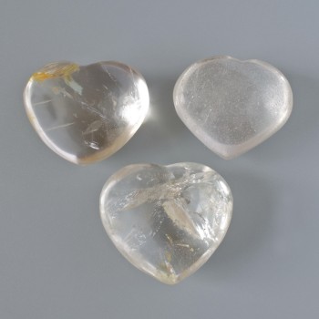 "Cuore" Cristallo di roccia souvenir, pietra naturale, diametro assortito 36x27 mm +/- da 25 g. (per 100 g)