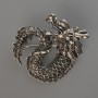Spilla-pendente dragone in metallo argentato 42×42 mm