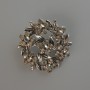 Spilla Fiore, strass grigi, metallo argentato 37x37 mm
