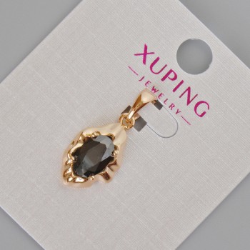 Ciondolo Xuping con cristallo nero, dimensioni 24×11 mm ± placcato oro 18K