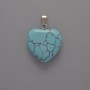 Ciondolo Cuore in turchese azzurro, diametro 20x20x6mm+-, lunghezza 28mm+-