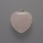 Pendente Cuore Quarzo Rosa, diametro 26×27×11 mm+