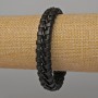 Bracciale da uomo, lunghezza 21 cm, spessore 12 mm, ecopelle nera