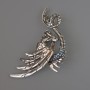 Spilla-ciondolo «Drago» con strass blu 80×41 mm, metallo argentato