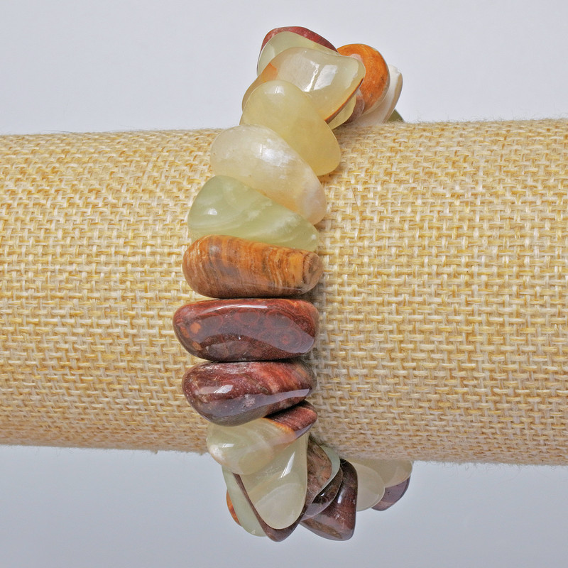 Bracciale in onice naturale, perline levigate, diametro 15x9 mm +/-, lunghezza 18 cm +/- (elastico)