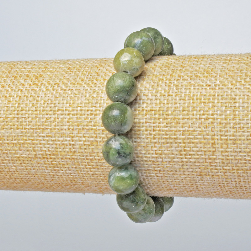 Bracciale in giadeite (pressato) perline lisce, diametro di circa 10,5 mm ±, lunghezza 18 cm ± (elastico)