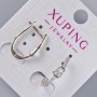 Orecchini Xuping con strass bianchi e cristallo, diametro 18×4 mm, rodio