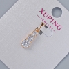 Ciondolo Xuping con cristalli bianchi, diametro 15×6 mm ±, lunghezza 20 mm ±, doratura 18K