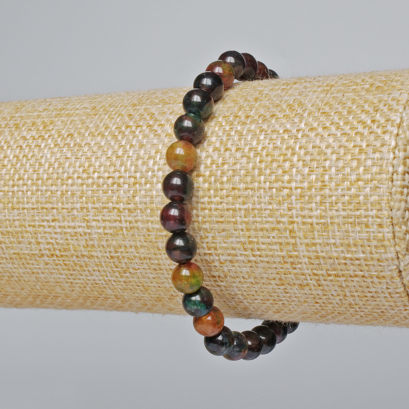 Bracciale diaspro (artificiale) sfere lisce, diametro 6 mm ±, lunghezza 18 cm ± (elastico)