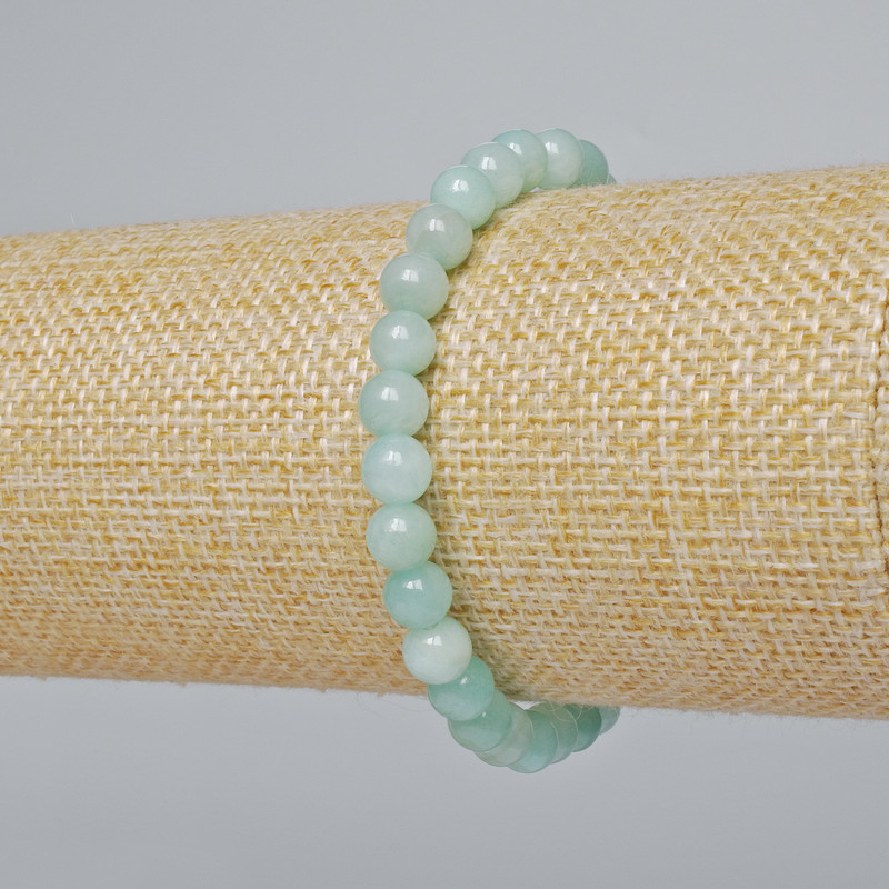 Bracciale amazonite (acrilico artificiale) perline lisce, diametro 6,5 mm, lunghezza 18 cm ± (elastico)