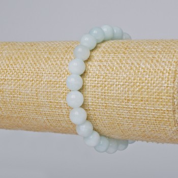 Bracciale Acquamarina (perle in acrilico) sfere lisce, diametro 8,5 mm, lunghezza 18 cm ± (elastico)