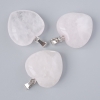 Pendente «Cuore» in quarzo rosa naturale, diametro 20x20x9 mm+-, lunghezza 28 mm+-