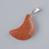 Pendente «Luna» Avventurina Sabbia Dorata sintetica, pietra, diametro 18×12 mm±, lunghezza 26 mm+