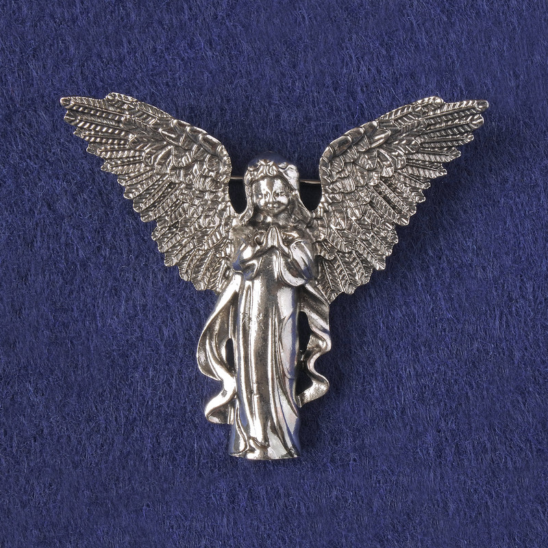 Spilla-pendente Angelo, metallo argentato, 43x50 mm+