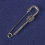 Spilla-fermaglio con strass neri, metallo argentato 71×16 mm+