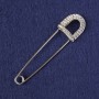 Spilla con strass bianchi, metallo argentato 80x20 mm+