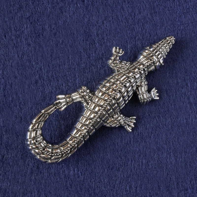 Spilla-pendente «Coccodrillo» metallo argentato 73×33 mm+