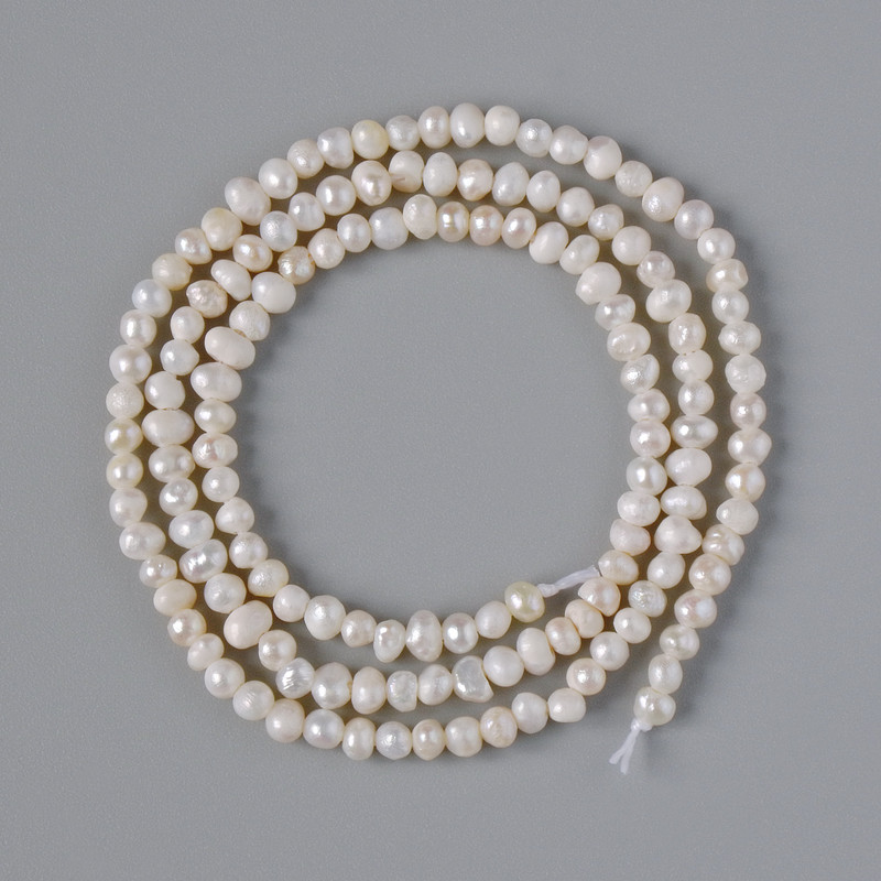 Perline d'acqua dolce, diametro 3×2,5 mm, lunghezza 35 cm ± su filo