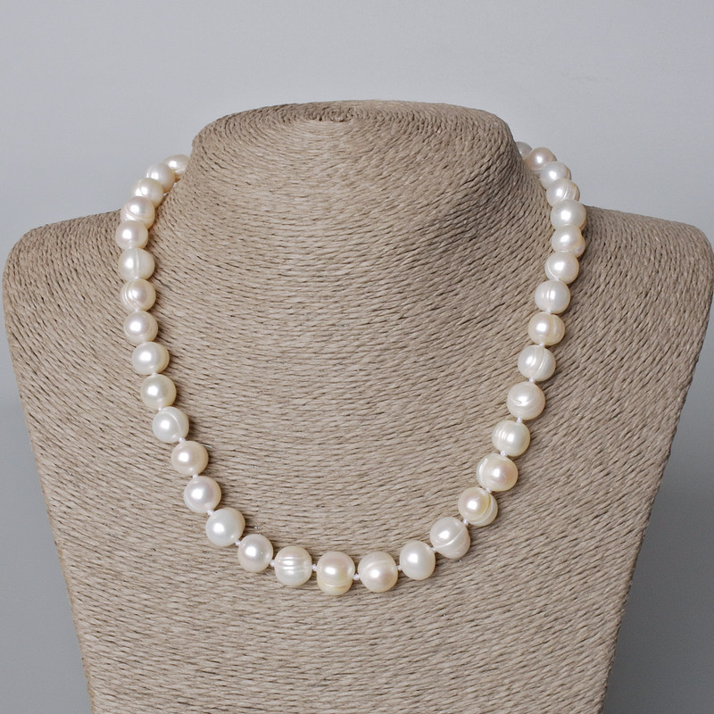 Collana di perle d'acqua dolce a rilievo, diametro 11×9 mm+-, lunghezza 45–46 cm+-