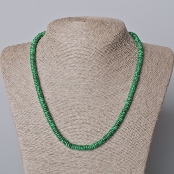 Collana di malachite (pressata) – rondelle lisce, diametro 6x2 mm, lunghezza 45-49 cm