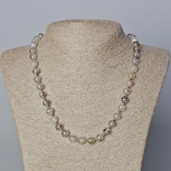 Collana Agata Vene del Drago – palline lisce, diametro 8 mm, lunghezza 45-48 cm