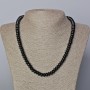 Collana in agata nera (pressata) con rondelle lisce, diametro 8,5×5 mm ±, lunghezza 45–49 cm ±