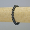 Braccialetto in schungite artificiale con sfere lisce, diametro 8 mm ±, lunghezza 18 cm+ (base elastica)