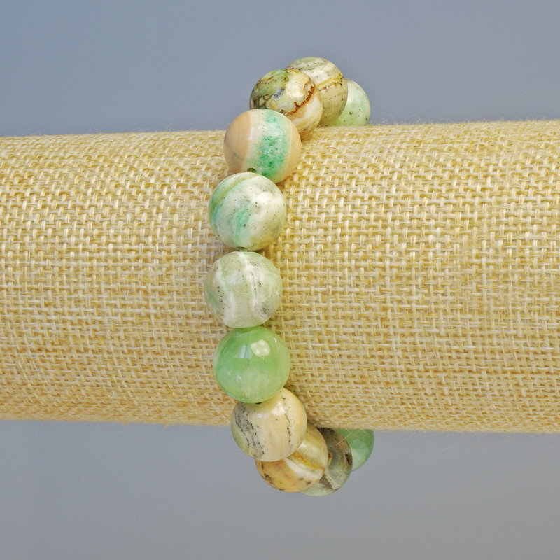 Bracciale Crisoprase (acrilico artificiale) perline lisce, diametro 12 mm ± (elastico), lunghezza 18 cm+