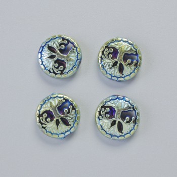 Perla di ematite «Albero» colore camaleonte, diametro 12,5×4,5 mm +/- (4 pezzi)