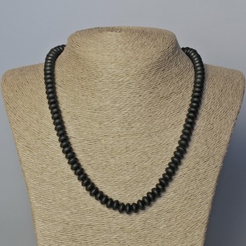 Collana in schungite artificiale, rondelle lisce, diametro 8×5 mm, lunghezza 45–49 cm ±