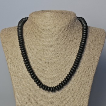 Collana di shungite artificiale, rondella liscia, diametro 10×4,5 mm, lunghezza 45–49 cm