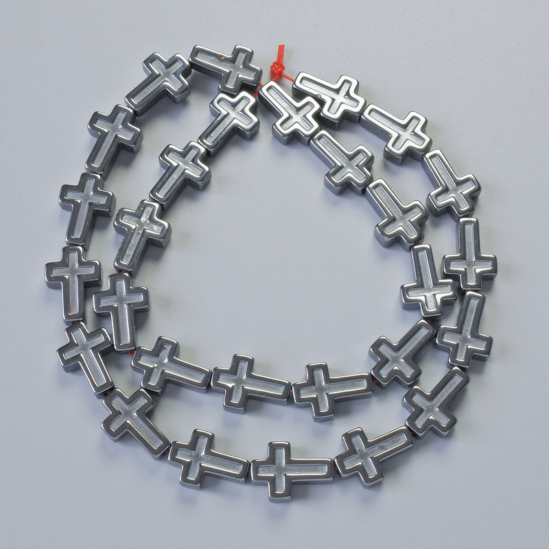 Perle di ematite 'Croce', diametro 10×14, 5×4 mm ±, lunghezza 41 cm ± su filo
