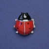 Spilla Coccinella rossa e nera smaltata con strass neri, colore metallo argento 21×19 mm +