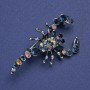 Spilla Scorpione con strass blu e petrolio, colore metallo argento, 47x25 mm +