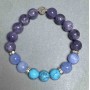 Bracciale Tanzanite, Turchese e Acquamarina con inserti, diametro 10 mm ±, lunghezza 18 cm ± elastico