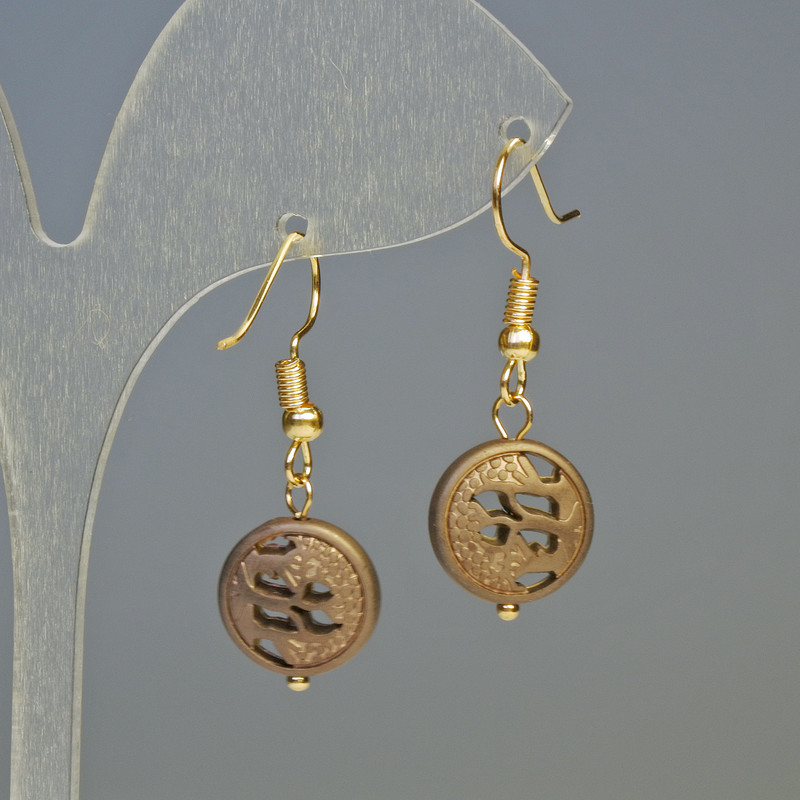 Orecchini in ematite «Albero» bronzo opaco, diametro 12×4,5 mm, lunghezza 3,2 cm