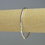 Bracciale in ematite rettangolare, colore argento, dimensioni 8×4 mm, lunghezza 18 cm, elastico