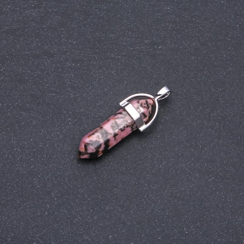 Pendente esagonale in rodonite 39×32×9 mm