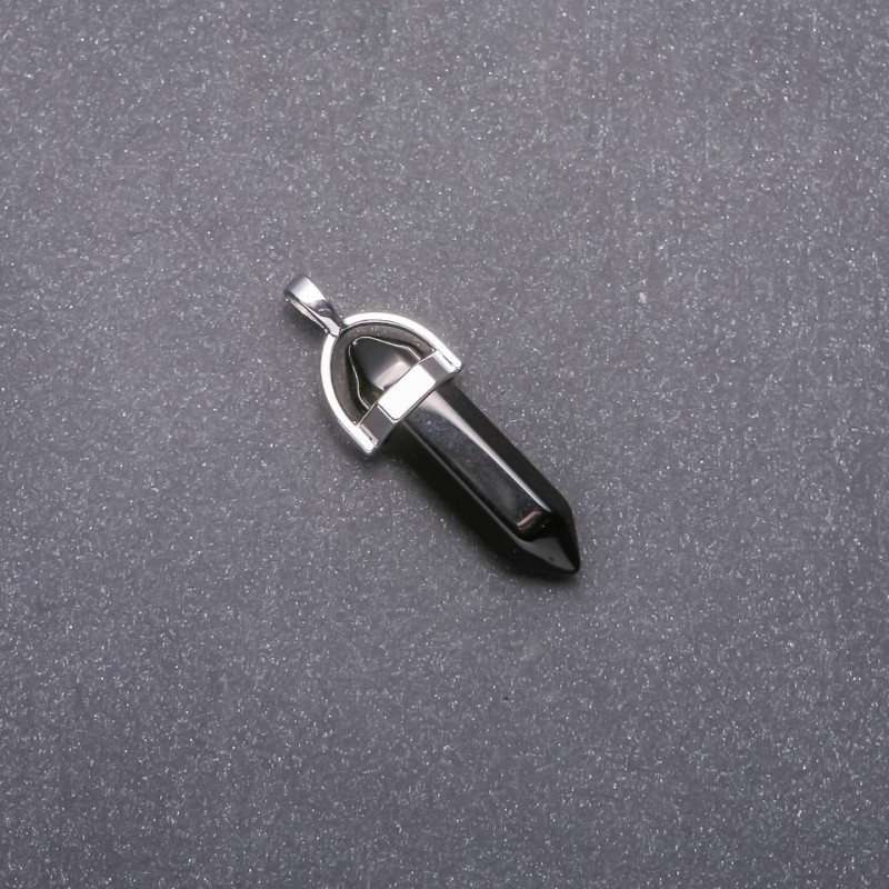 Pendente esagonale pietra agata nera 39x32x9 mm